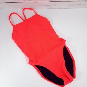 Jolyn Brandon Neon Coral Fixed Back Swim Onsie 26
